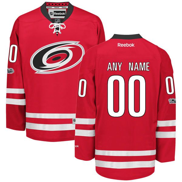 Men Carolina Hurricanes Reebok Red Custom Home Centennial Patch Premier NHL Jersey